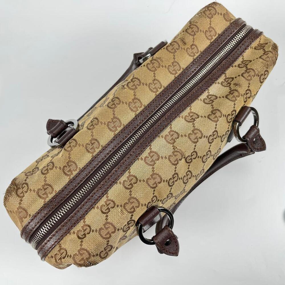 GUCCI GG Canvas Boston Bag Handbag Brown Leather - Picture 5 of 10